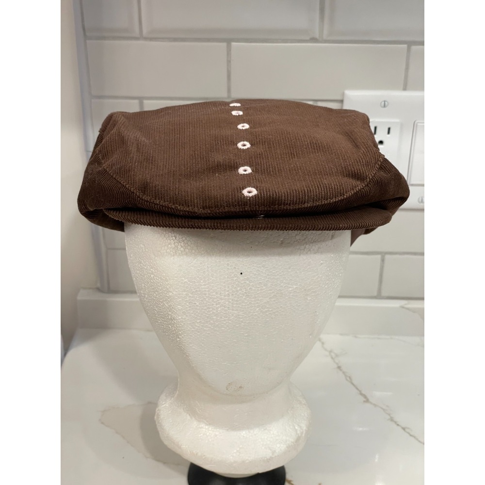Vintage Y2K Volcom Gals Flat Cap Hat Women One Size Brown Corduroy Newsboy New